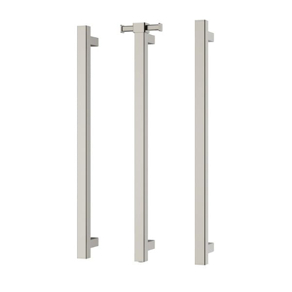 Phoenix Heated Triple Towel Rail Square 600mm - Brushed Nickel