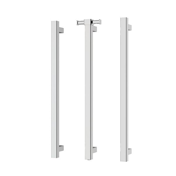 Phoenix Heated Triple Towel Rail Square 600mm - Chrome