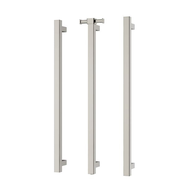 Phoenix Heated Triple Towel Rail Square 800mm - Brushed Nickel
