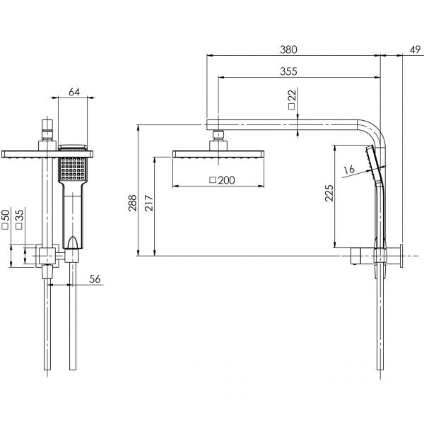Phoenix Lexi Compact Twin Shower - Brushed Carbon
