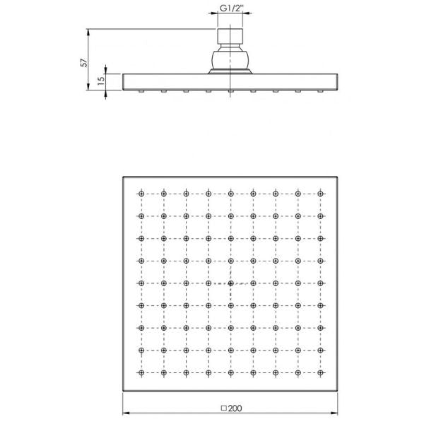 Phoenix Lexi Shower Rose Only 200mm Square - Brushed Carbon