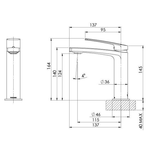 Phoenix Mekko Basin Mixer Brushed Carbon