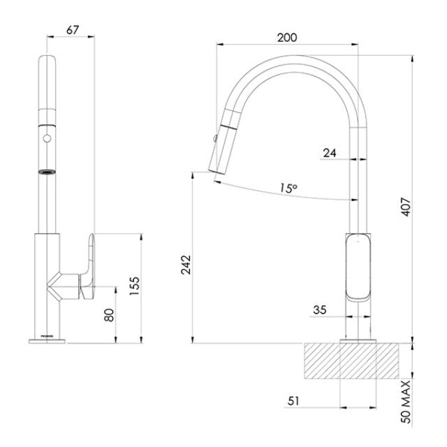Phoenix Nuage Pull Out Sink Mixer Chrome