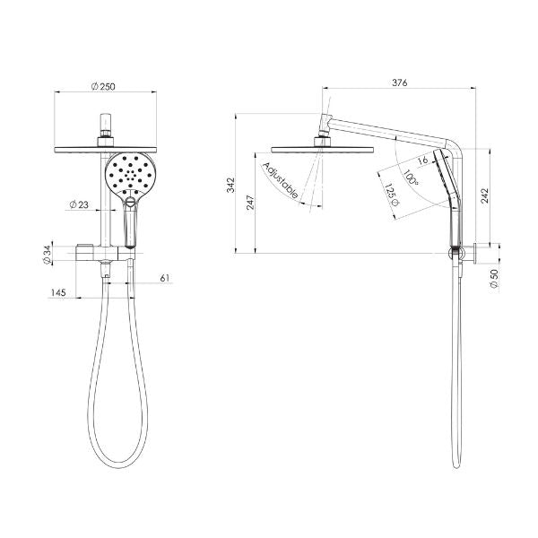 Phoenix Ormond Compact Twin Shower - Brushed Carbon