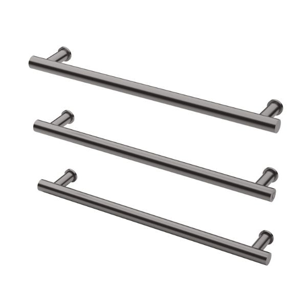 Phoenix Heated Triple Towel Rail Round 600mm - Brushed Carbon