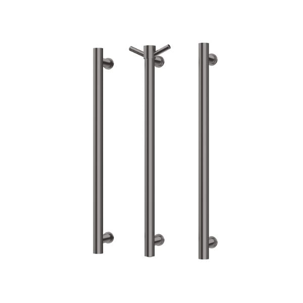 Phoenix Heated Triple Towel Rail Round 600mm - Brushed Carbon