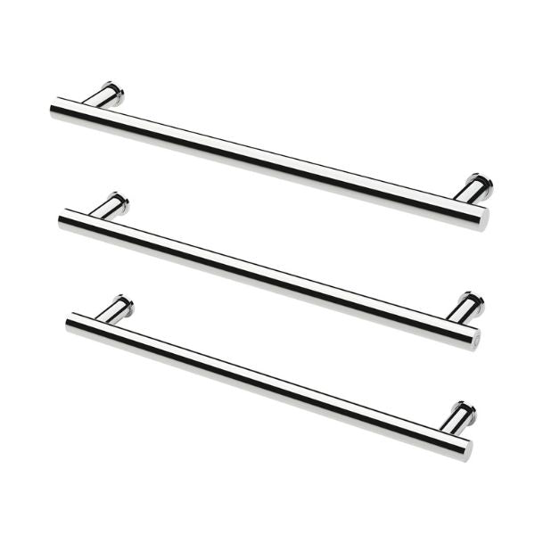 Phoenix Heated Triple Towel Rail Round 600mm - Chrome