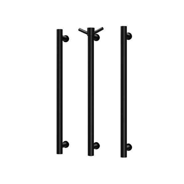 Phoenix Heated Triple Towel Rail Round 600mm - Matte Black