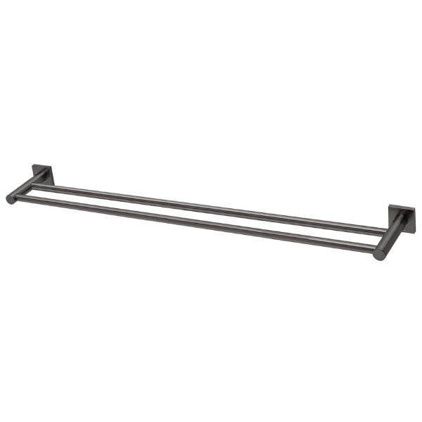 Phoenix Radii Double Towel Rail 800mm Square Plate - Brushed Carbon