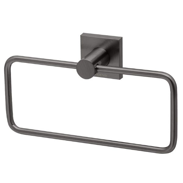 Phoenix Radii Hand Towel Holder Square Plate - Brushed Carbon