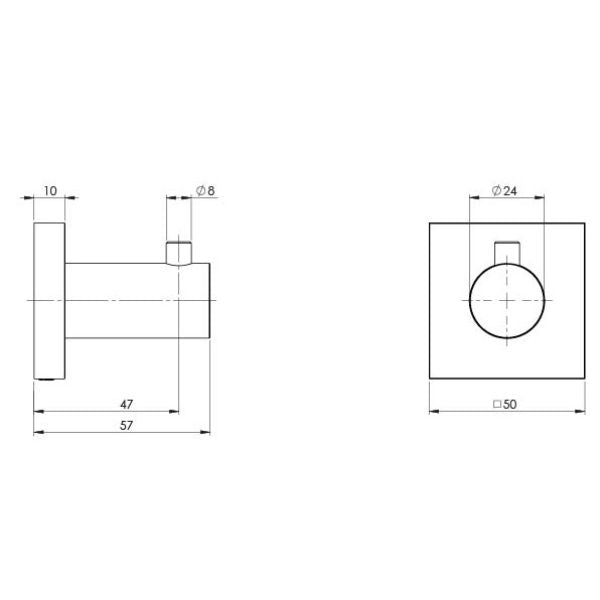 Phoenix Radii Robe Hook Square Plate - Brushed Carbon