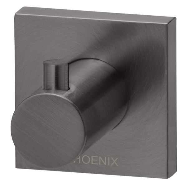 Phoenix Radii Robe Hook Square Plate - Brushed Carbon