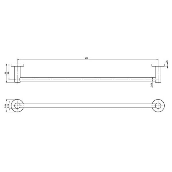 Phoenix Radii Single Towel Rail 600mm Round Plate - Brushed Carbon
