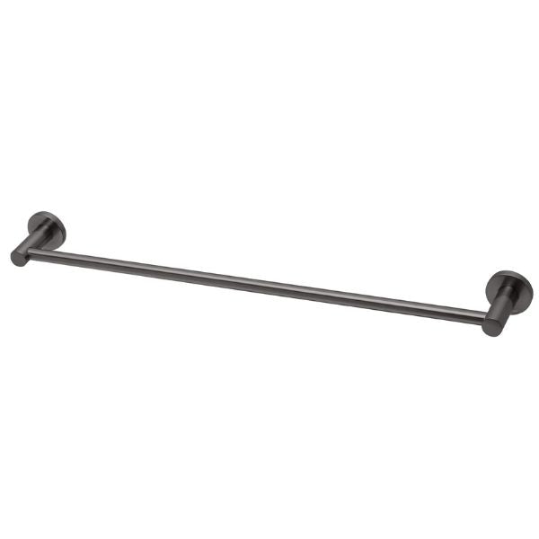 Phoenix Radii Single Towel Rail 600mm Round Plate - Brushed Carbon