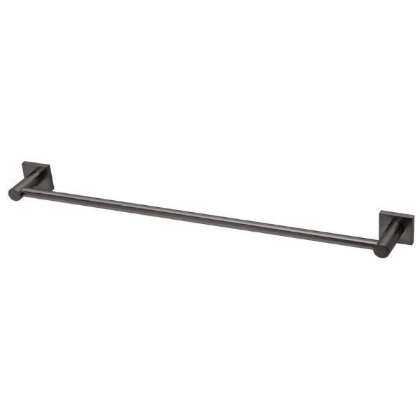 Phoenix Radii Single Towel Rail 600mm Square Plate - Brushed Carbon
