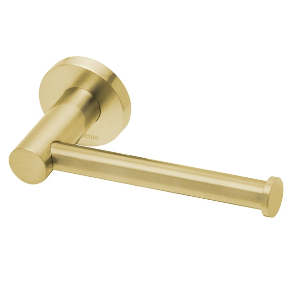 Phoenix Radii Toilet Roll Holder Round Plate - Brushed Gold - The Blue Space