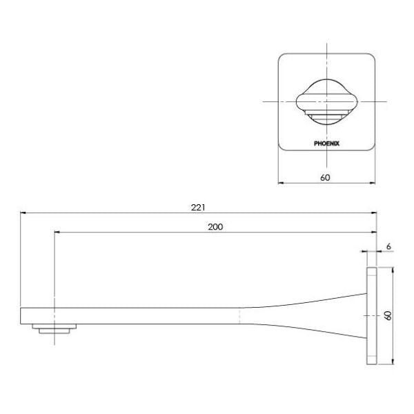 Phoenix Teel Wall Basin Outlet 200mm - Brushed Carbon