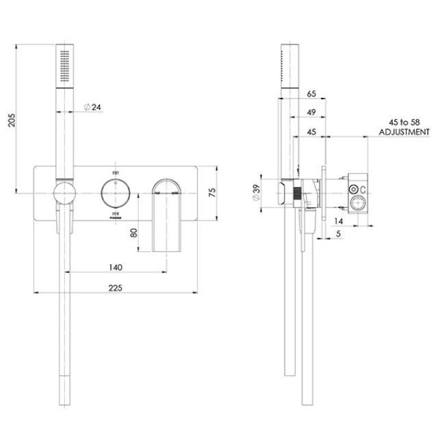 Phoenix Teel Wall Shower System Brushed Carbon