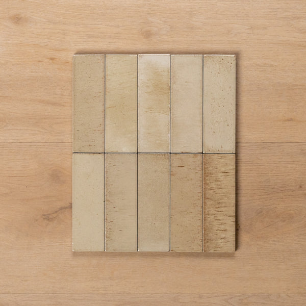Sicily Beige Gloss Bejmat Cushioned Edge Porcelain Tile 50x150mm