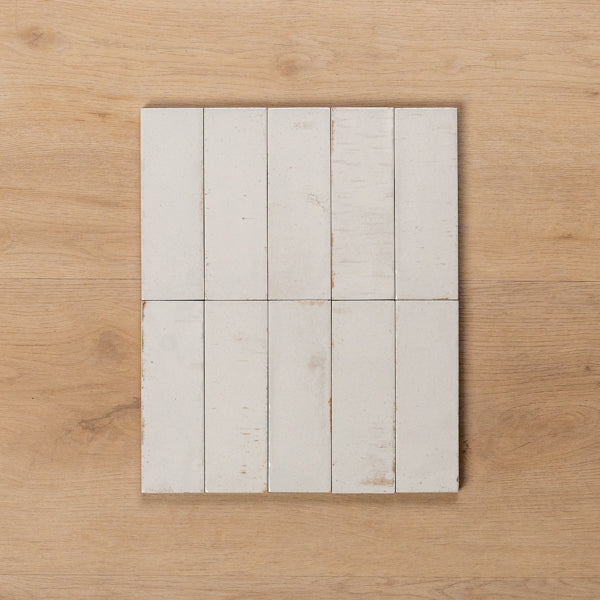Sicily Bianco White Gloss Bejmat Cushioned Edge Porcelain Tile 50x150mm