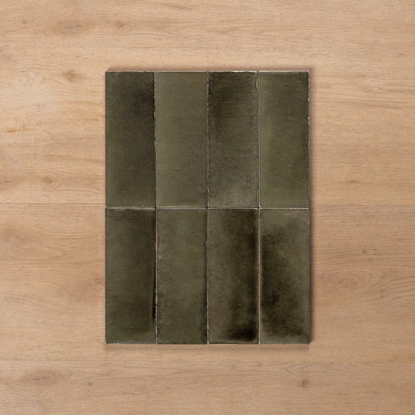 Sicily Grigio Charcoal Gloss Bejmat Cushioned Edge Porcelain Tile 75x200mm