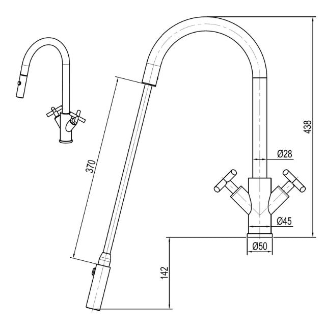Suprema Xpress Fit X-Gen Dual Handle Retractable Sink Mixer - Gun Metal