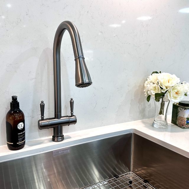 Suprema Xpress Fit Xquisite Dual Handle Retractable Sink Mixer - Gun Metal