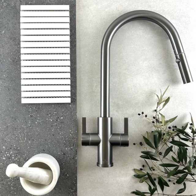 Suprema Xpress Fit Xssence Dual Handle Retractable Sink Mixer - Gun Metal