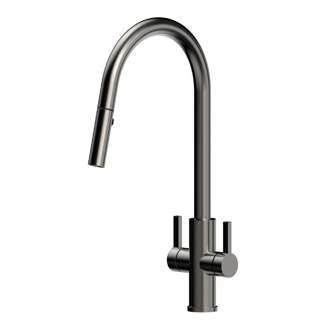 Suprema Xpress Fit Xssence Dual Handle Retractable Sink Mixer - Gun Metal