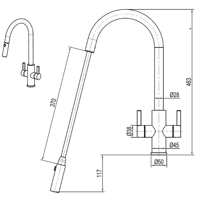 Suprema Xpress Fit Xssence Dual Handle Retractable Sink Mixer