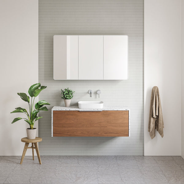 Timberline Ainsworth Wall Hung Vanity with SilkSurface Waterfall Top and Above Counter Basin