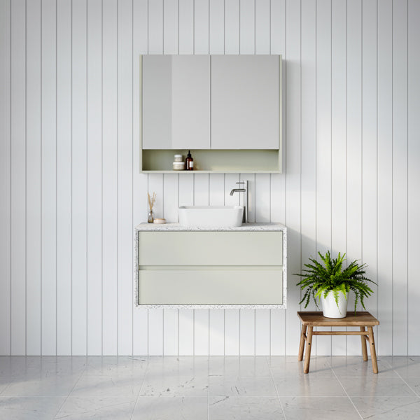 Timberline Embrace Wall Hung Vanity with SilkSurface Wraparound Top and Above Counter Basin