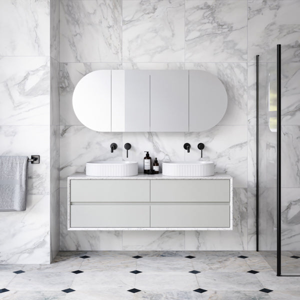 Timberline Embrace Wall Hung Vanity with SilkSurface Wraparound Top and Above Counter Basin