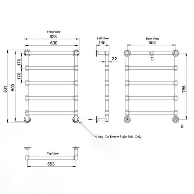 Turner Hastings Mayer Liquid-Filled Heated Towel Rail - Brushed Brass