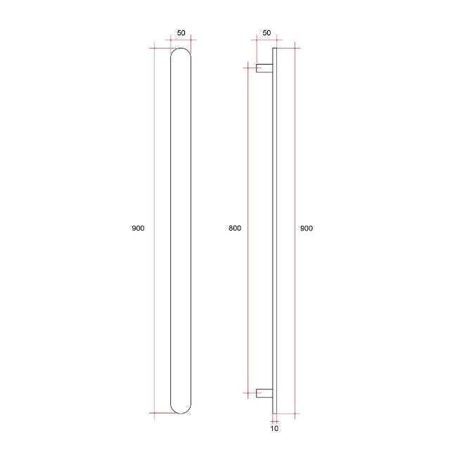 Thermogroup Brushed Nickel Flat Pill 12V Vertical Single Heated Towel Rail