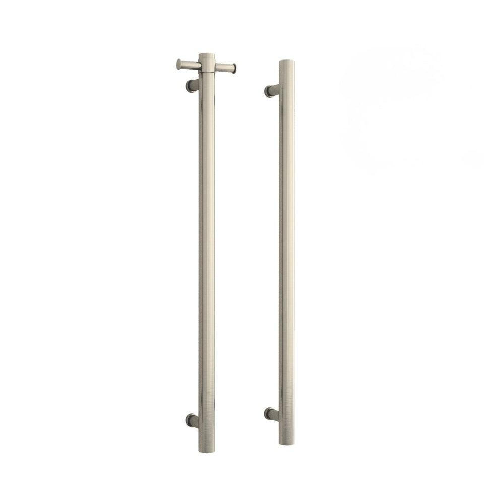 Thermogroup 12V Round Vertical Single Bar Heated Towel Rail Brushed Nickel