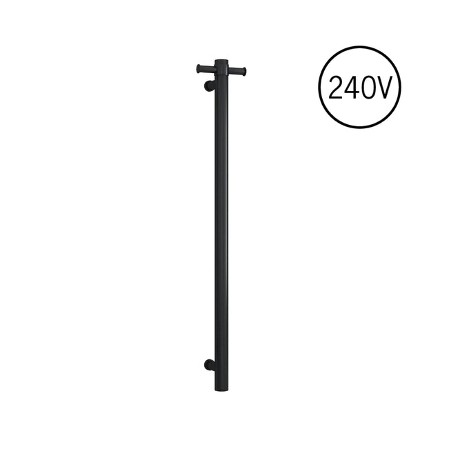 Thermogroup 240V Vertical Single Bar Heated Towel Rail Matte Black