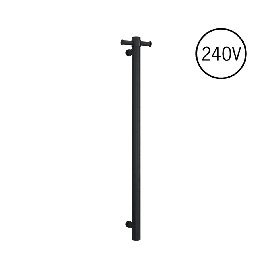 Thermogroup 240V Vertical Single Bar Heated Towel Rail Matte Black