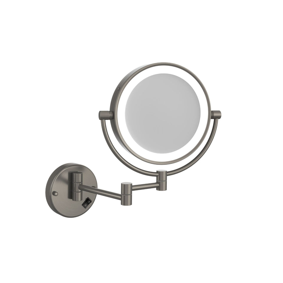 Thermogroup Ablaze 1 & 5x Magnification Wall Mounted Shaving Mirror - Brushed Nickel, 200mm diametre with Concealed Wiring