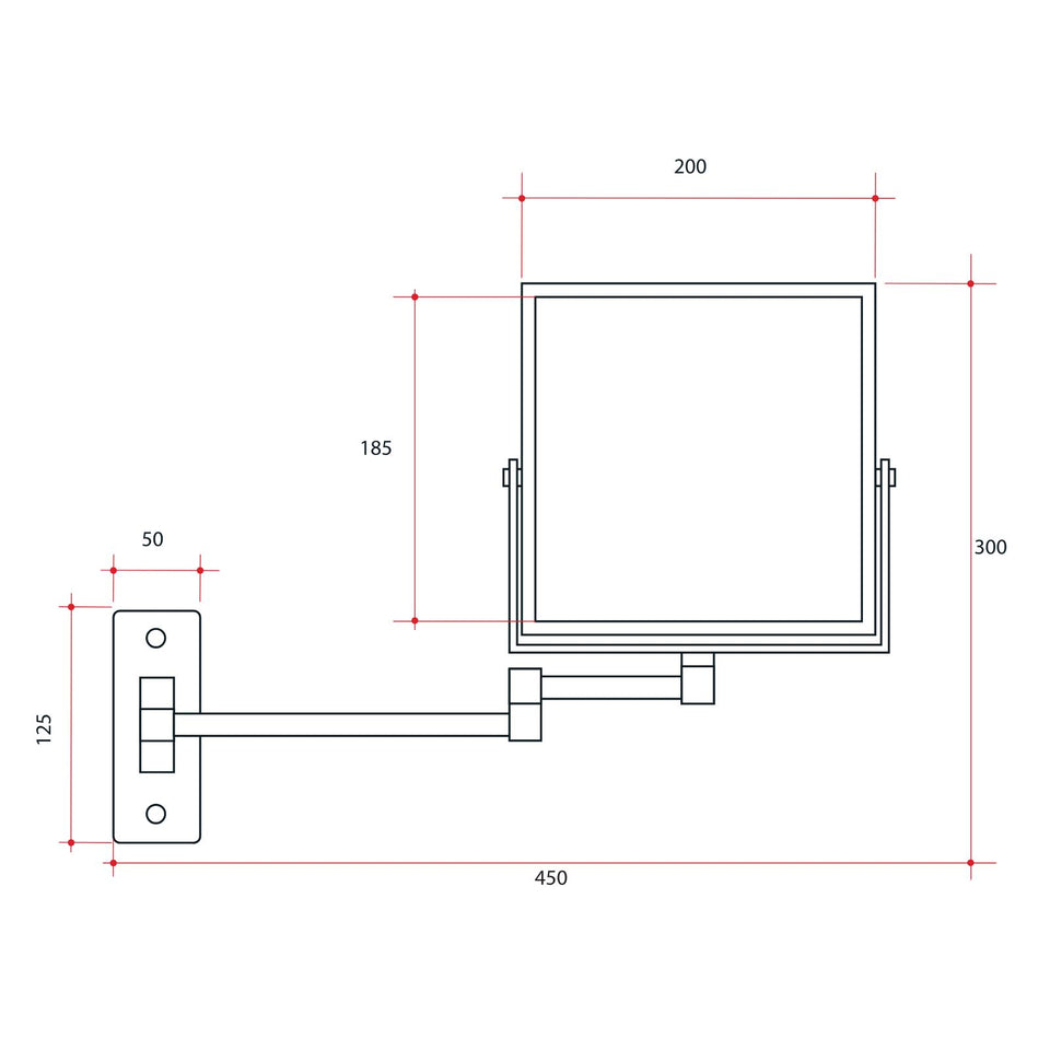 Thermogroup Ablaze 1 & 5x Magnification Wall Mounted Shaving Mirror - Chrome, 200 x 200mm