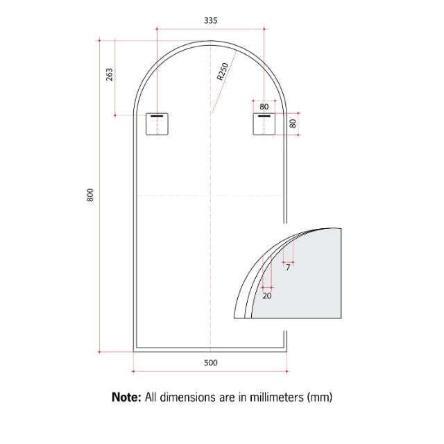 Thermogroup Arch Gold Framed Mirror