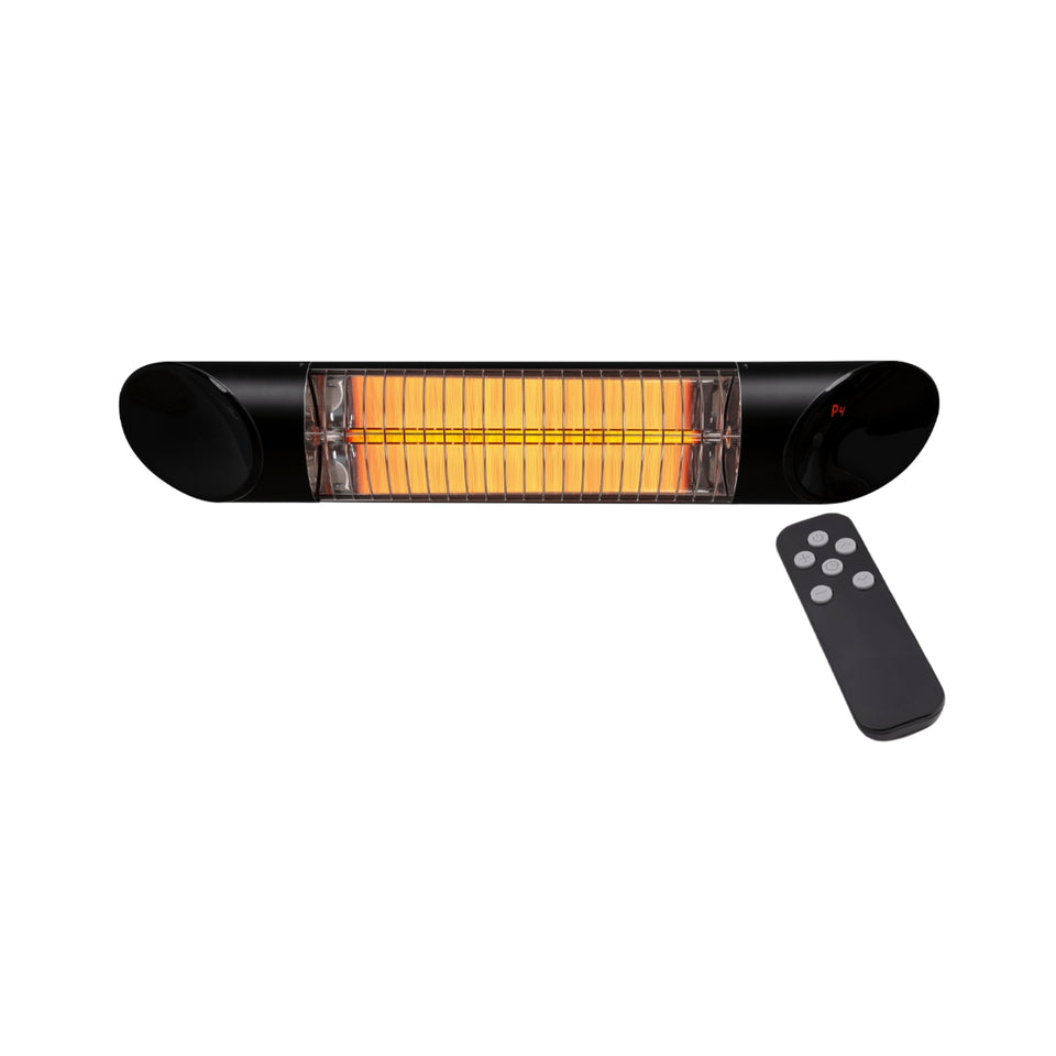 Thermogroup Ash 1200W Wall Mounted Outdoor Heater with Remote 190x750x130mm - Black