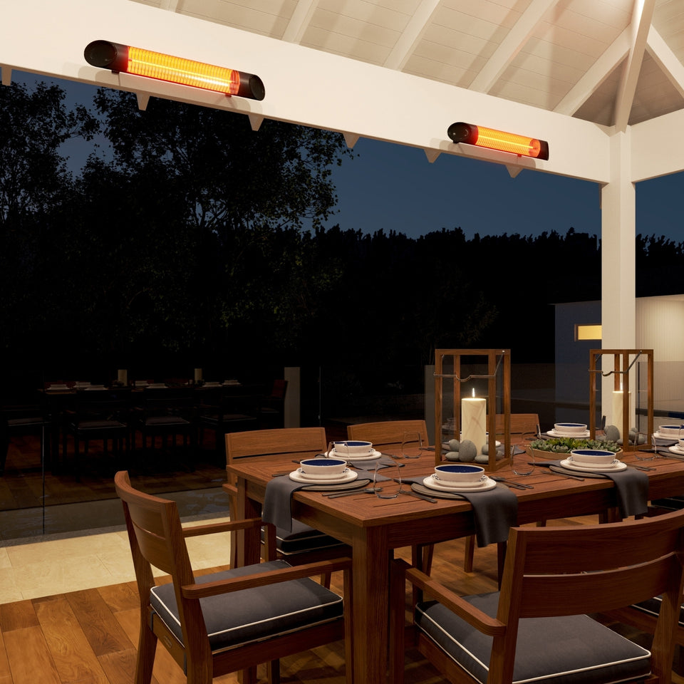 Thermogroup Ash 1200W Wall Mounted Outdoor Heater with Remote 190x750x130mm - Black