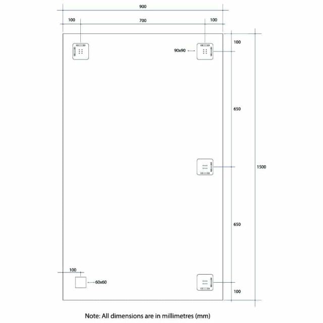 Thermogroup Rectangle Mirror with Sandblasted Border 1500x900mm