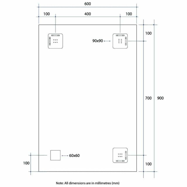 Thermogroup Rectangle Polished Edge Mirror 600x900mm