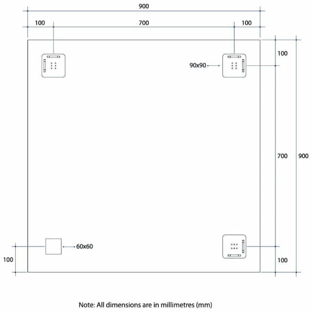Thermogroup Rectangle Polished Edge Mirror 900x900mm