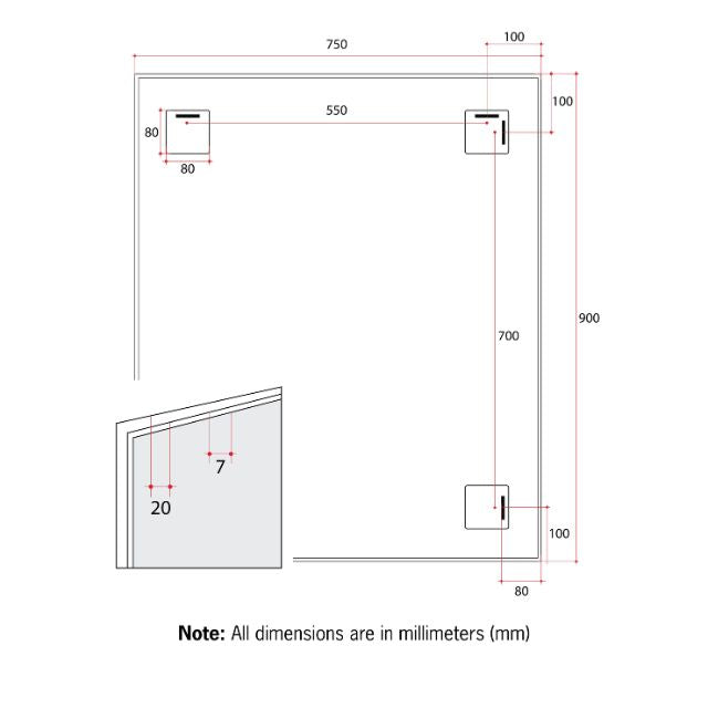 Thermogroup Rectangular Black Framed Mirror