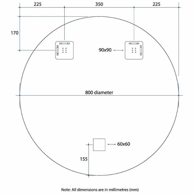 Thermogroup Round 18mm Bevel Edge Mirror 800mm