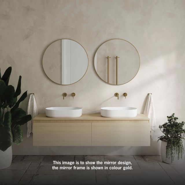 Thermogroup Round Gold Framed Mirror 900mm