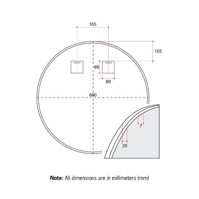 Thermogroup Round Gold Framed Mirror 600mm